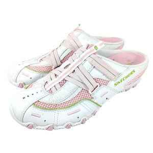 Skechers Women Shoe Bikers Paceline White Pink Green Sneaker Mule Size 7.5